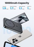 10000 mAh 10000mAh Wireless Power Bank Magnetic MagSafe Wireless Portable Charger Fast Charging Charger PD 20W Wired Charging iPhone MagSafe Charger Battery Pack For iPhone 16 15 Series Apple Watch S10 Airpods Slim-Grey 7.5W