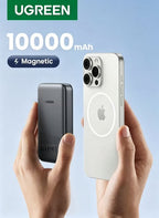 10000 mAh 10000mAh Wireless Power Bank Magnetic MagSafe Wireless Portable Charger Fast Charging Charger PD 20W Wired Charging iPhone MagSafe Charger Battery Pack For iPhone 16 15 Series Apple Watch S10 Airpods Slim-Grey 7.5W