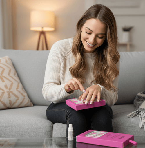 Febble® Hot Pink & Silver Sparkle Press-On Nails | 24pc Salon Glam