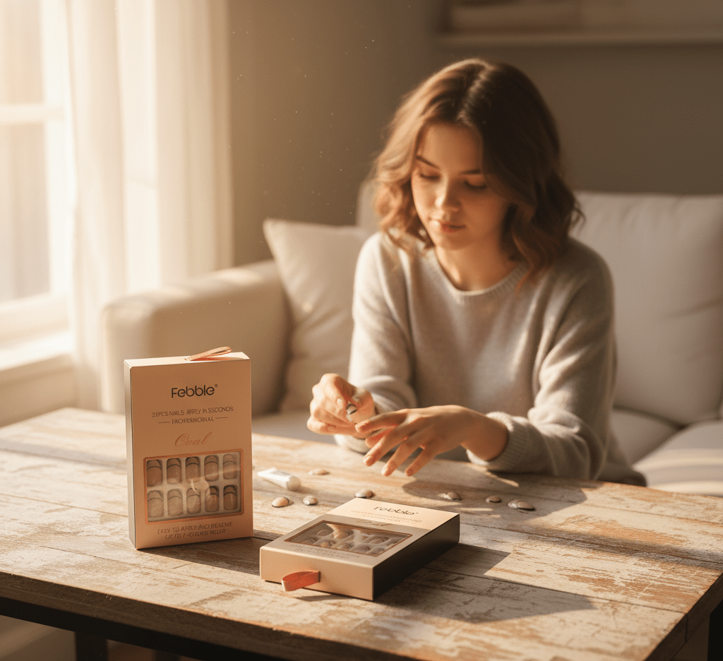 Febble® Oval Classic French Line Press-On Nails | 24pc Timeless Elegance